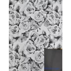 Vízhatlan mintás ív 70x100cm - Rózsafejmintás - Fekete