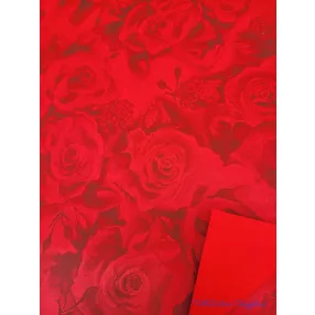 Vízhatlan mintás ív 70x100cm - Rózsafejmintás - Piros