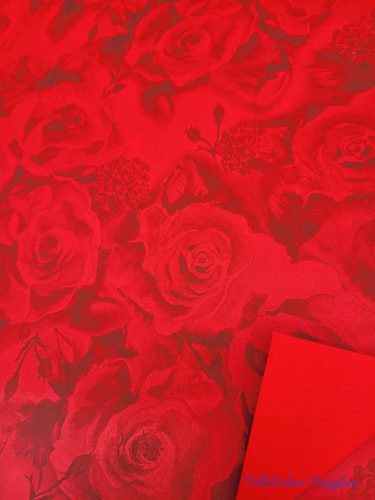 Vízhatlan mintás ív 70x100cm - Rózsafejmintás - Piros