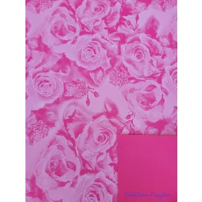   Vízhatlan mintás ív 70x100cm - Rózsafejmintás - Sötét Rózsaszín