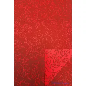   Vízhatlan mintás ív 70x100cm - Karcos Rózsás - Bordó-Piros