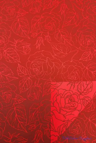 Vízhatlan mintás ív 70x100cm - Karcos Rózsás - Bordó-Piros