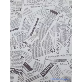   Vízhatlan mintás ív 70x100cm - Újságpapír mintás - Fehér SK