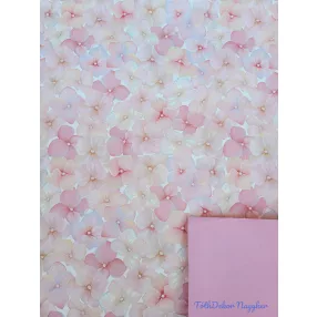   Vízhatlan mintás ív 70x100cm - Hortenzia mintás - Világos Rózsaszín