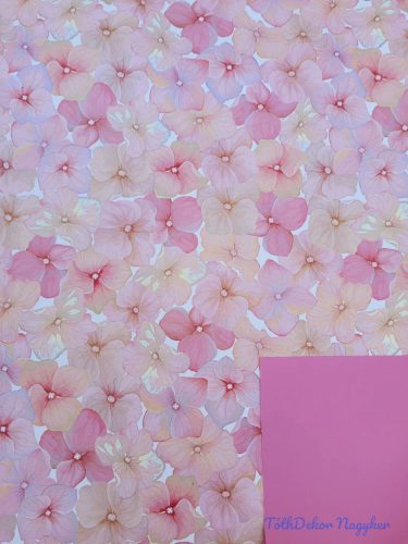 Vízhatlan mintás ív 70x100cm - Hortenzia mintás - Sötét Rózsaszín