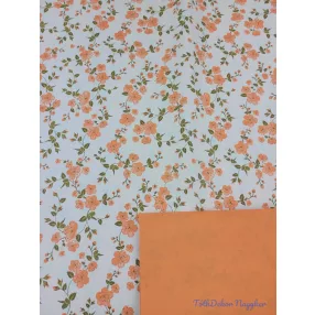 Vízhatlan mintás ív 70x100cm - Barackvirágos - Narancs