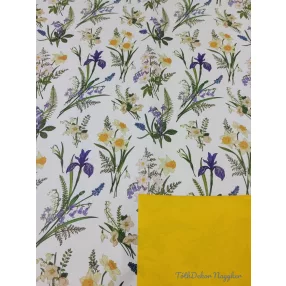  Vízhatlan mintás ív 70x100cm - Tavaszi virágmintás - Sárga
