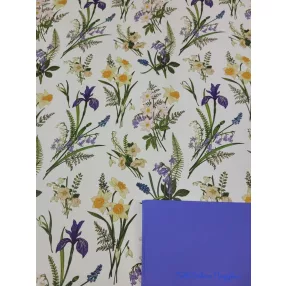   Vízhatlan mintás ív 70x100cm - Tavaszi virágmintás - Kékes