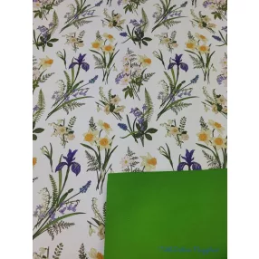   Vízhatlan mintás ív 70x100cm - Tavaszi virágmintás - Zöld
