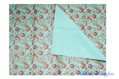 Vízhatlan mintás ív 70x100cm - Őszi Almás - Halvány Zöld