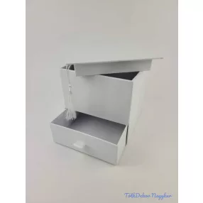   Ballagó kalap fiókos papírdoboz virágbox 16x16x16 cm - Fehér
